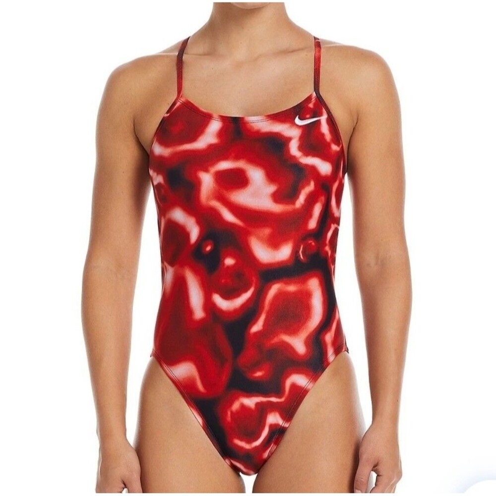 Nike Women's Hydrastrong Red Cutoutfit One Piece Swimsuit Sz 32 New